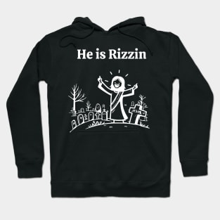 He is Rizzin Funny Easter Jesus Playing Basketball Christian Hoodie